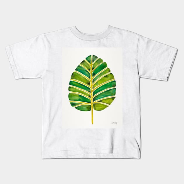 Green Alocasia Kids T-Shirt by CatCoq